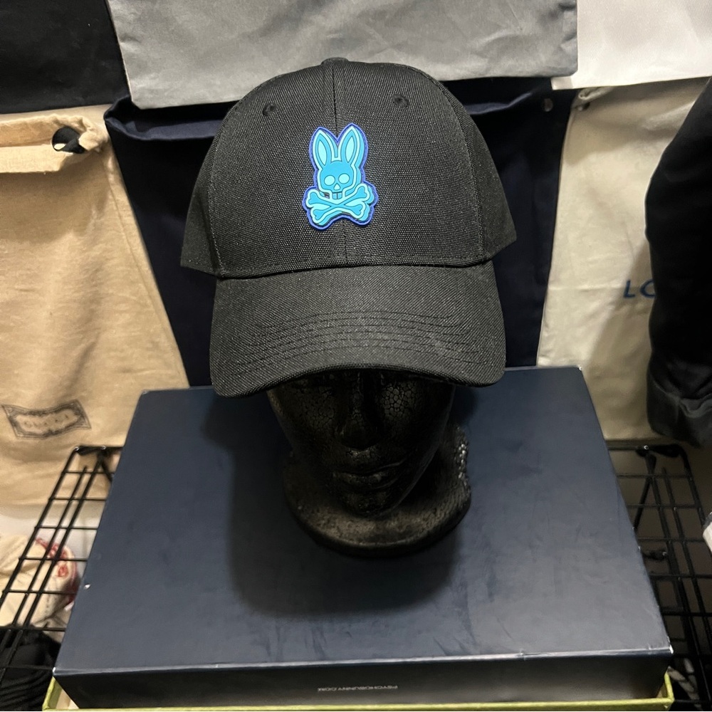 Black Cap with Blue Bunny Emblem